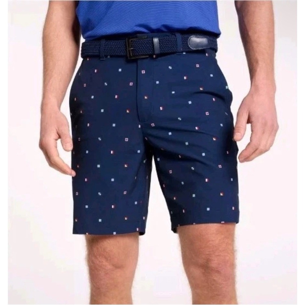 Walter Hagen Mens Performance 11 Golf Shorts Navy Nautical Signal Flag W30 9in